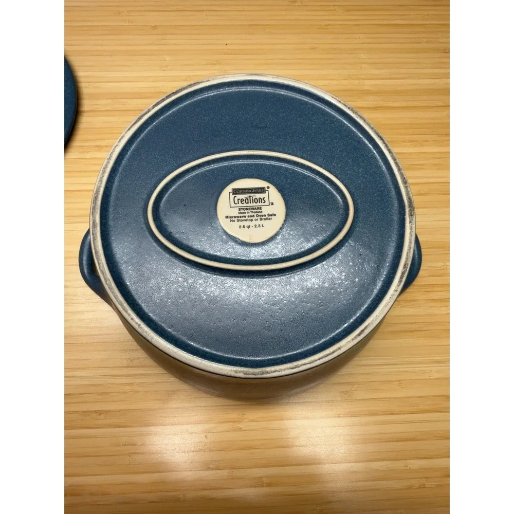 CorningWare Creations Blue Stoneware 2.5 Qt Covered Casserole Dish Lid